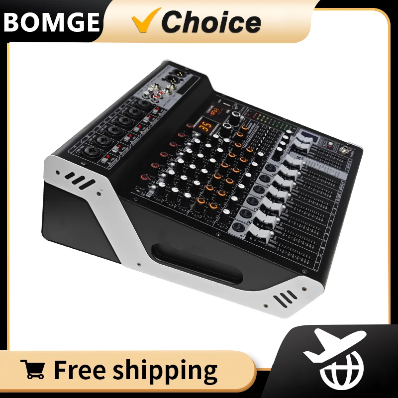 Power Audio Mixer Interface USB Bluetooth Mixing Console 6 Kanaals 48 V Fantoomvoeding Sound Board Muziek Voor PC Podium DJ Studio