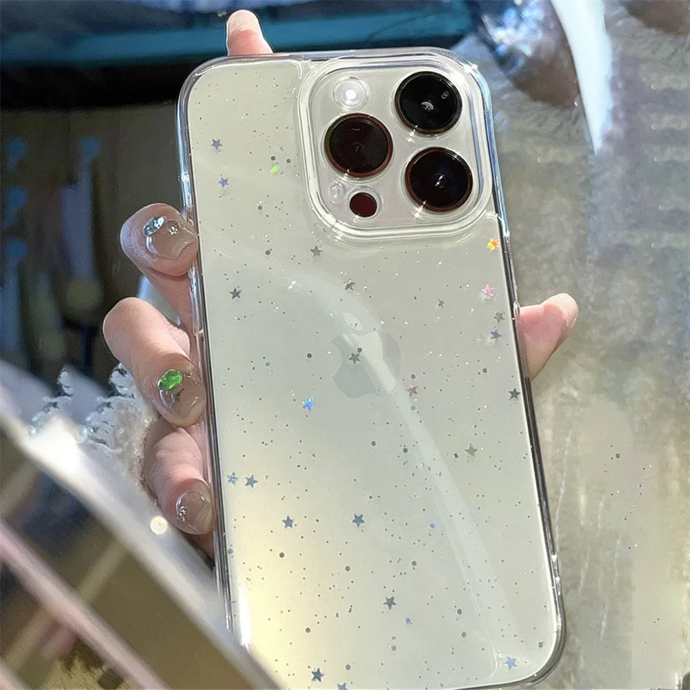 Luxury Clear Bling TPU Soft Case For iphone 16 Pro Max 1514 13 12 Pro Max X XR XS Max 7 8 14 15 Plus 11 Transparet Glitter Cover