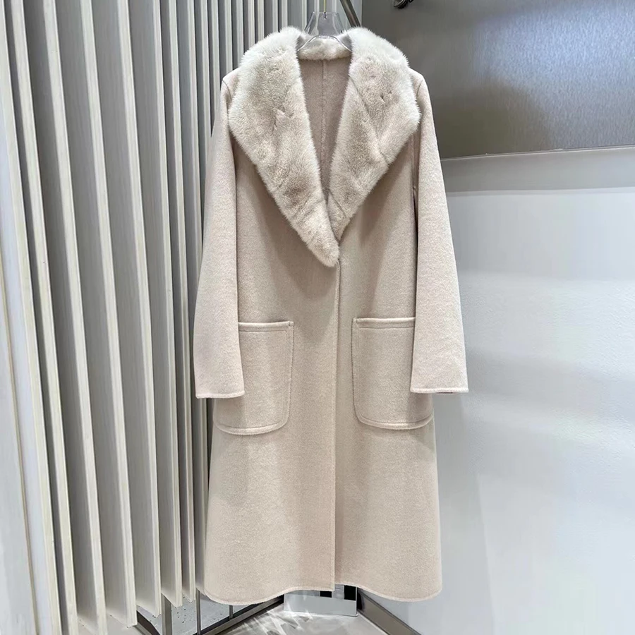 울 혼방 재킷 매칭 벨트 여성 울 코트 럭셔리 여성 신상 캐시미어 코트 여성