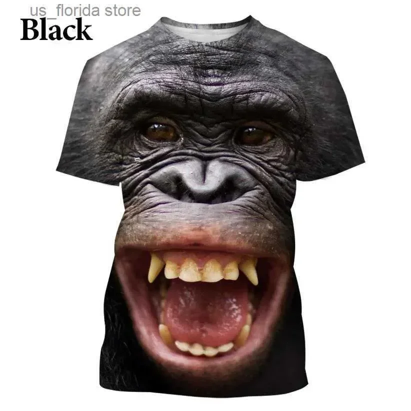 Men\'s T-Shirts Funny Monkey lip Graphic T Shirt for Men Clothing 3D Spoof Gorilla Orangutan Print T-shirt Unisex Kid Boy