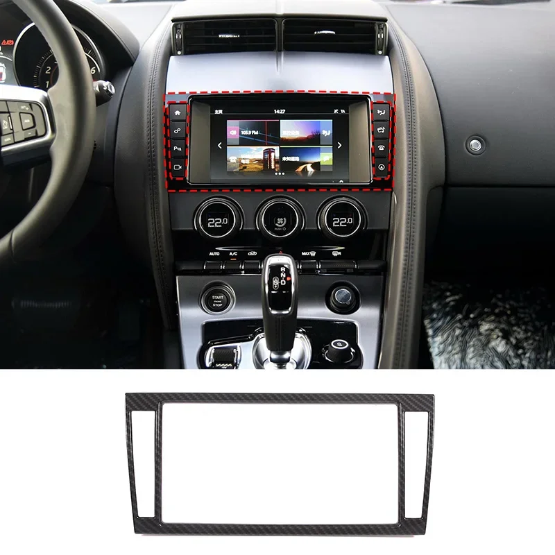 For Jaguar F-Type 2013-2018 ABS Carbon Fiber Style Center Control Navigation Screen Frame Decorative Sticker Car Accessories