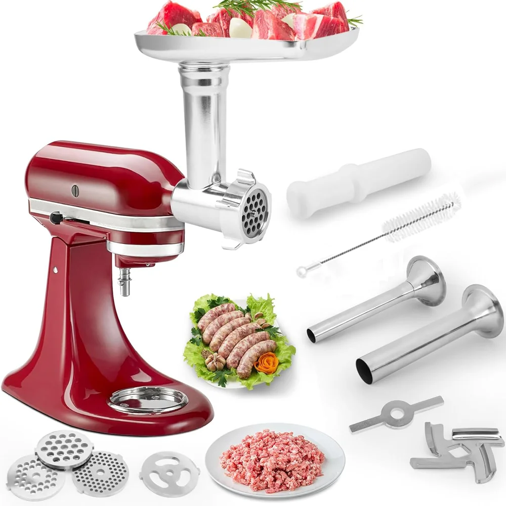 Metal Meat Grinder Attachment for KitchenAid Stand Mixers, Multifunctional Food Processor with Detachable Parts,Easy Cleaning view 4