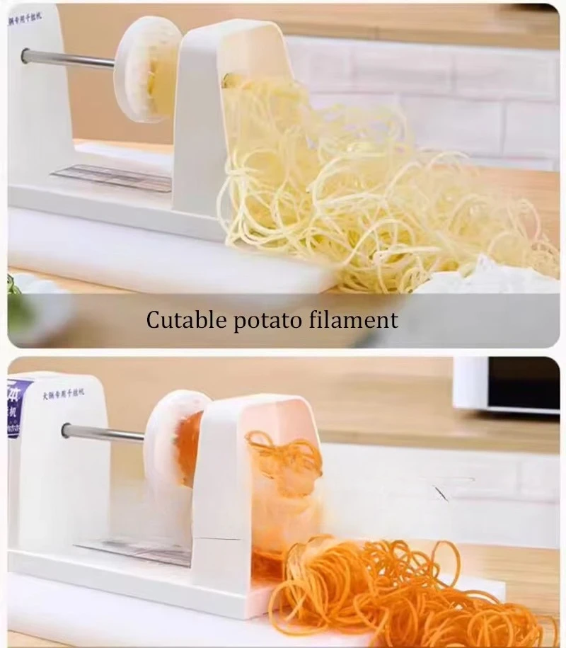Stainless Steel Blades Best Veggie Spiral Slicer Curly Fry Chopper Cutter Pasta Spaghetti Maker