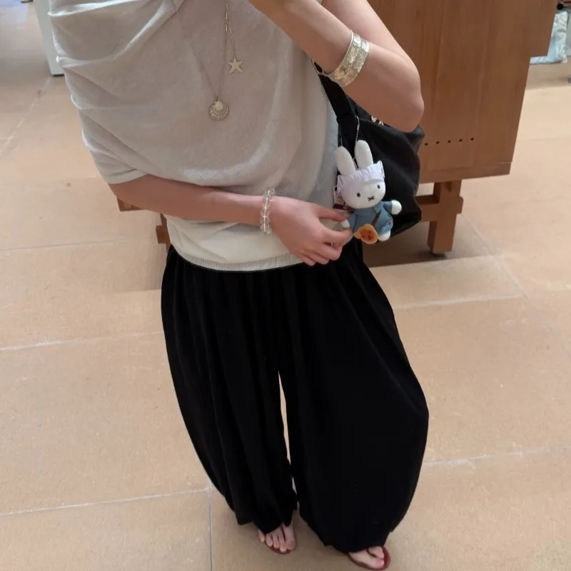 Minimalist Loose-fitting Cotton Linen and Silk Blend Balloon Pants
