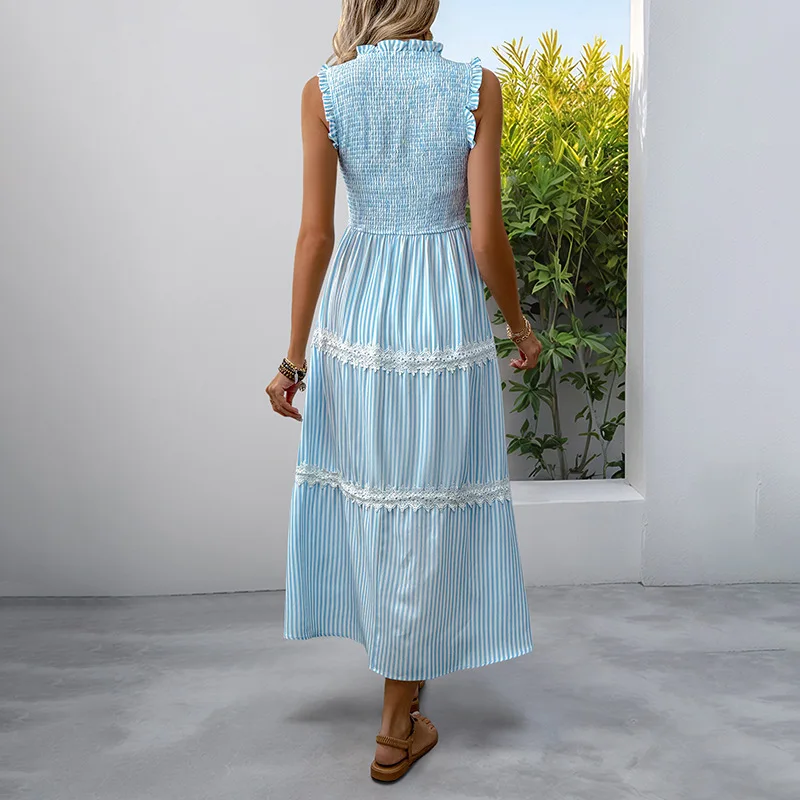 Female Dresses Outfits Women'S 2025 Floral Boho Dress Wrap O Neck Short Sleeve  Ruffle Splicing A Line Dress Ropa Para Mujer