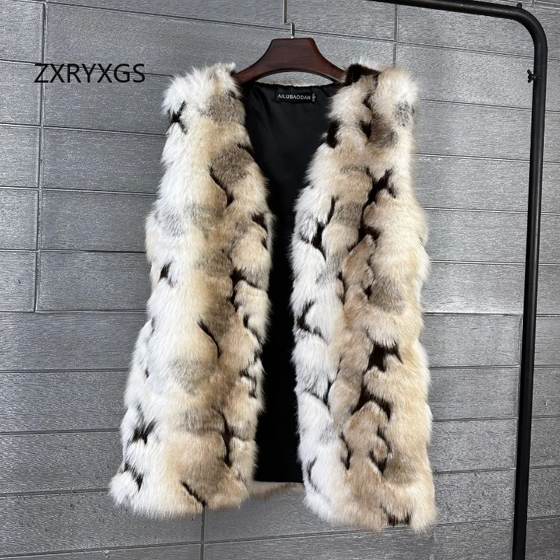 ZXRYXGS Bestselling Mixed Colors Artificial Fur Vest Fashion Casual Jackets Women's Coat Clothing 2025 Autumn Winter Vest Tide