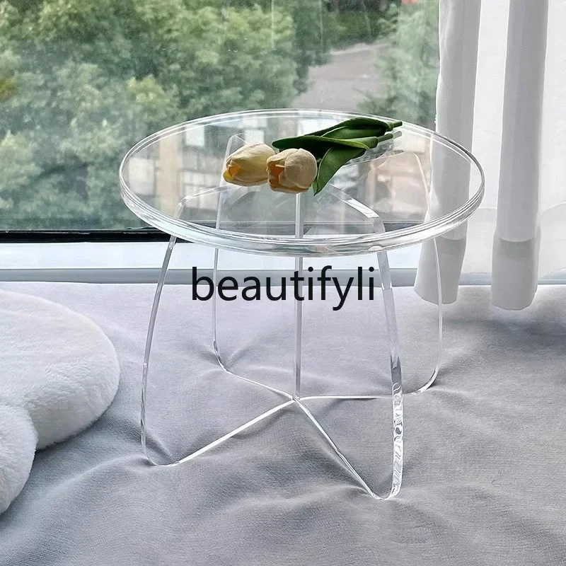6239Light Luxury Round Acrylic Stool for Changing Shoes Transparent Simple Low Stool for Living Room Home Entrance Creative Benc
