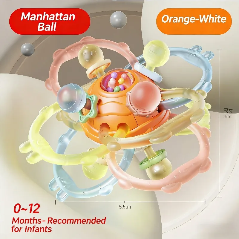 Baby's Hand-held Ball Toy for Early Childhood Education, Grip Training for Babies, Can Chew Teeth, Glue, Shake Bells Soothe Mood