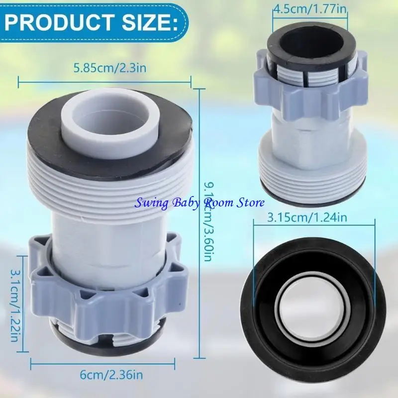 محول خرطوم حمام السباحة K1AD لاتصالات 1.5 "إلى 1.25" ، لأنظمة المياه المالحة