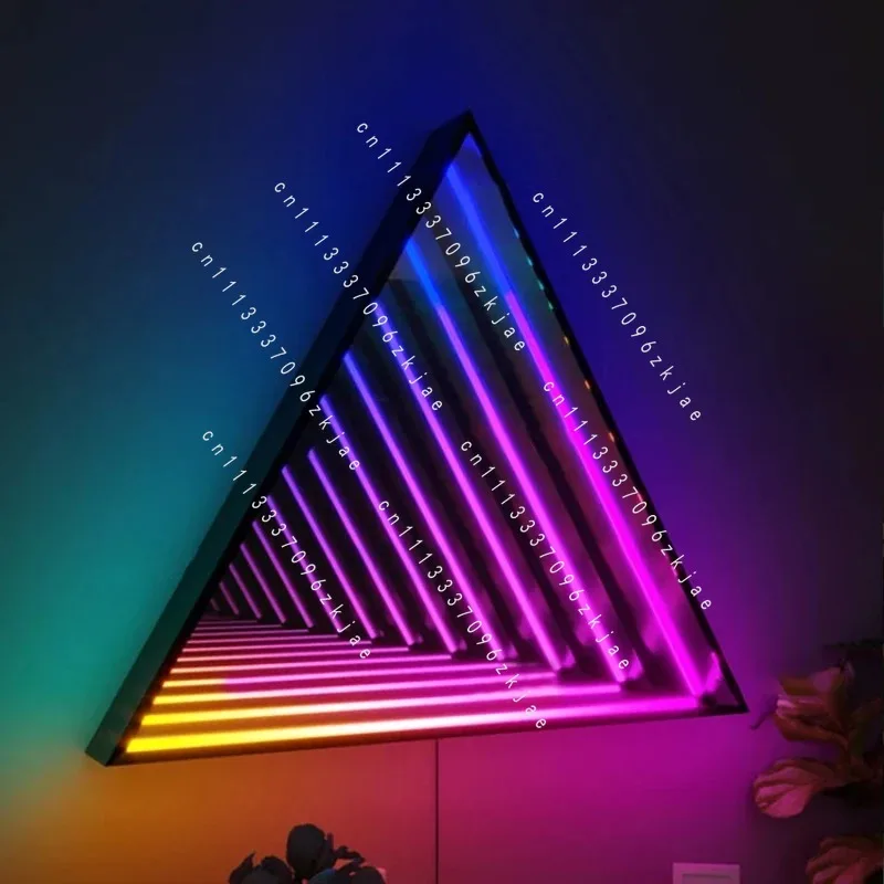 LED Thousand-layer Mirror Abyss Lights, Creative RGB Colorful Mirror Headlights, E-sports Room Bar KTV Wall Decoration