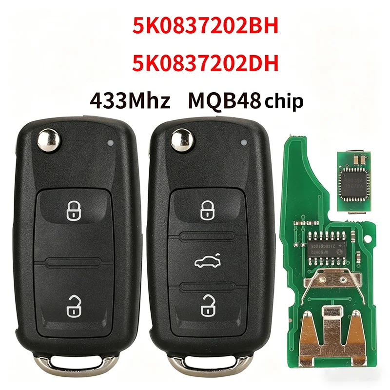 

5K0837202BH 5K0837202DH MQB48 Car Remote Flip Key For VW Golf Jetta Passat Touareg Amarok Beetle Caddy Tiguan Caravelle Eos CC