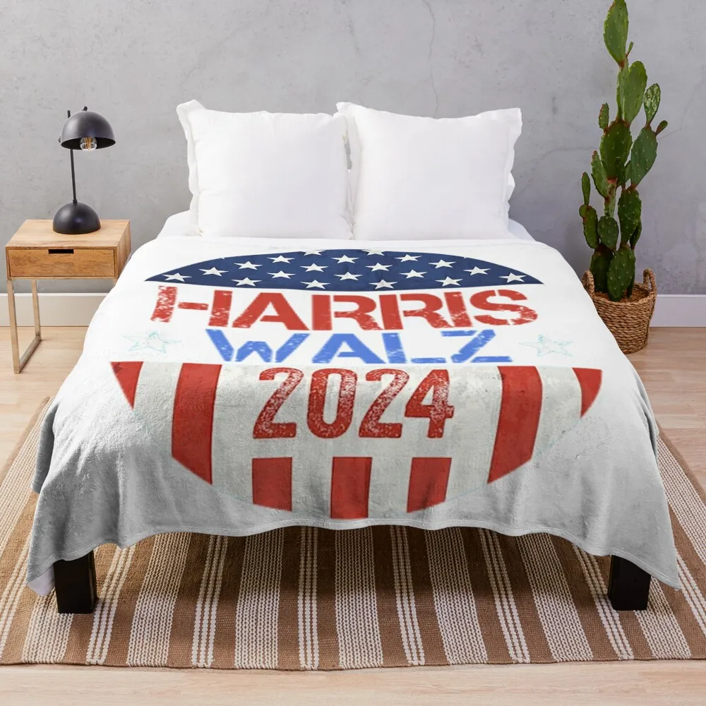 

Harris Walz 2024 Kamala Harris Tim Waltz Vintage Button Throw Blanket Blankets For Baby Vintage Winter beds Sofa Blankets