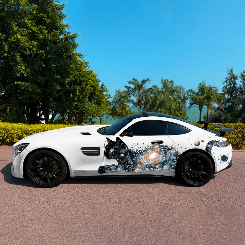 

Beautiful Starry Cat Planet Car Vinyl Wraps Decal Self-adhesive PVC Sticker Suitable for Trucks SUV Decor Auto Accessories Gift