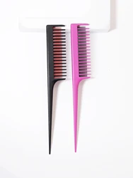 2pcs portable dual color high gloss comb plastic anti-static tear fine pointed tail hair styling comb Special for real hair wigs