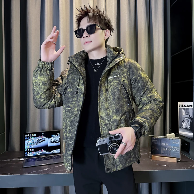 

Зимняя теплая куртка, мужская повседневная утепленная хлопковая стеганая куртка, мужская модная уличная ветрозащитная куртка с капюшоном, парки