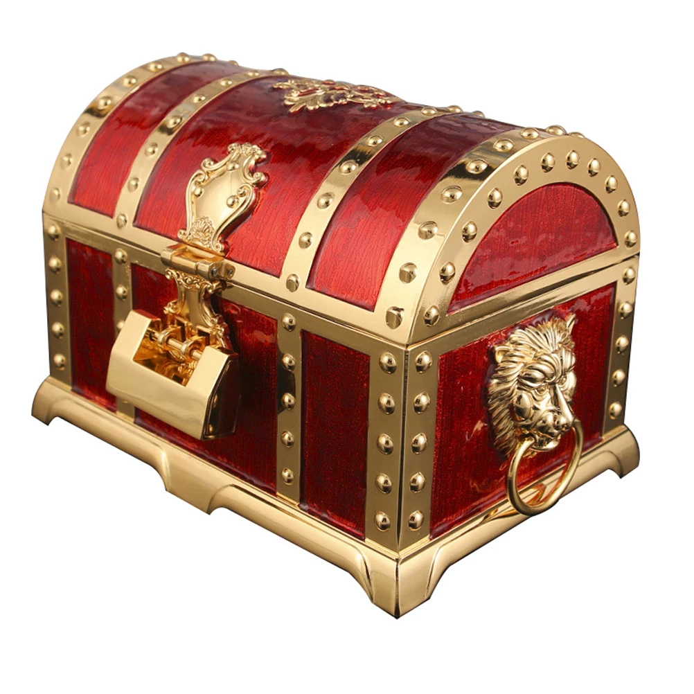 

Винтажный сундук с сокровищами в европейском стиле, металлическая шкатулка для драгоценностей с замком, двухслойные ретро-коробки для хранения ювелирных изделий в дворце принцессы