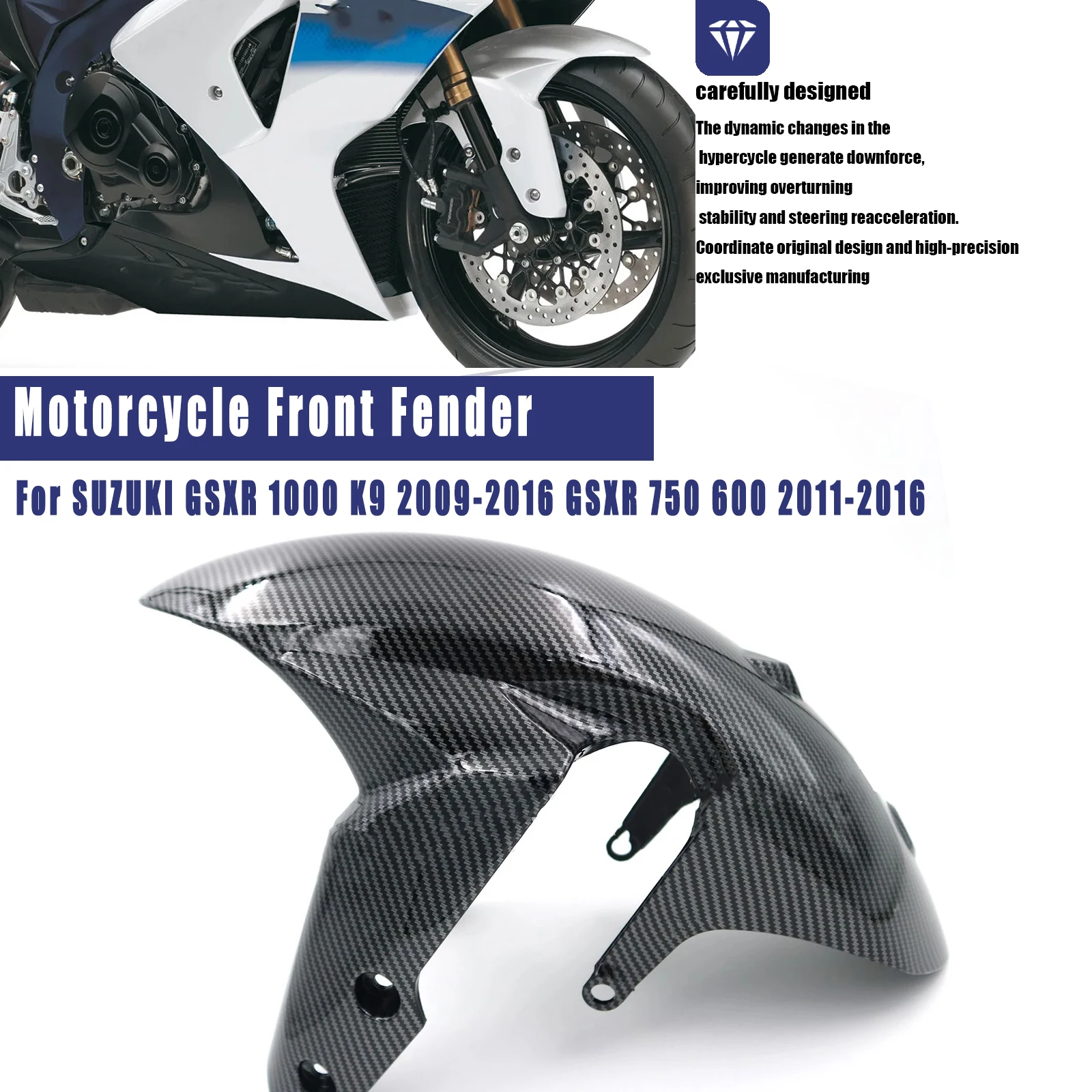  Motorcycle Front Fender Hugger For SUZUKI GSXR 1000 K9 2009-2016 GSXR 750 600 2011-2016 Mudguard Splash Guard Fairing