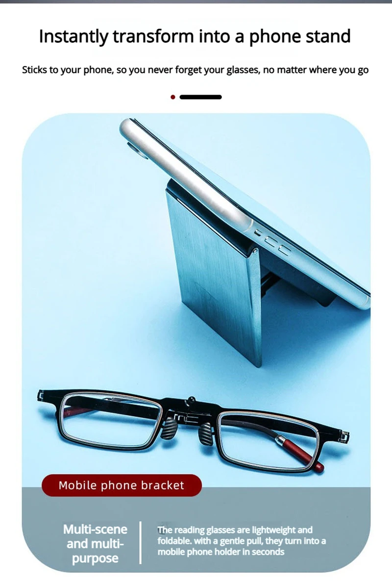 Ultraleichte, faltbare Lesebrille aus Metall für Damen und Herren, tragbare Presbyopie-Brille, faltbare Anti-Blaulicht-Brille für Herren – Detail 6