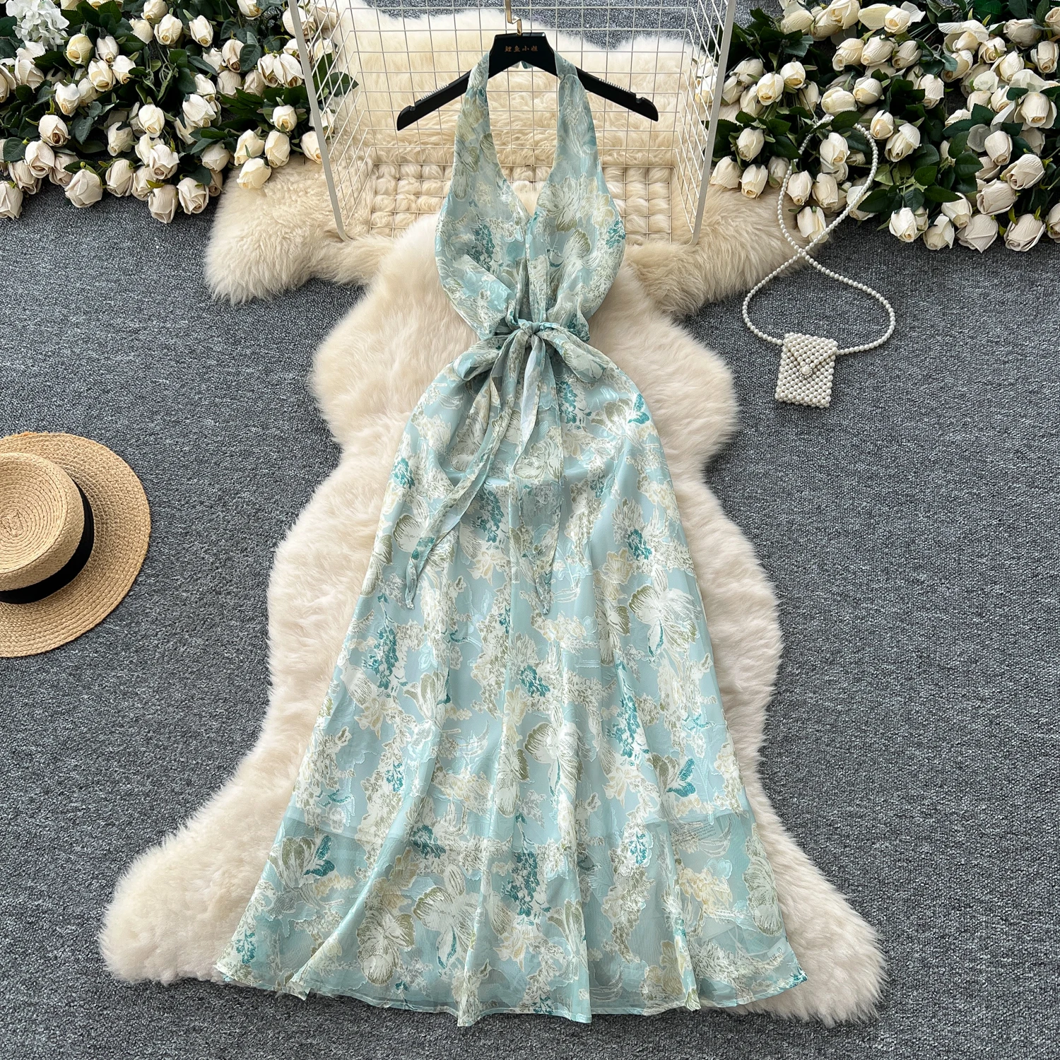 

Chic Elegant butterfly print Korean Fashion Fairy Sexy High Waist A-line Vestidos Summer Vacation Robe dresses
