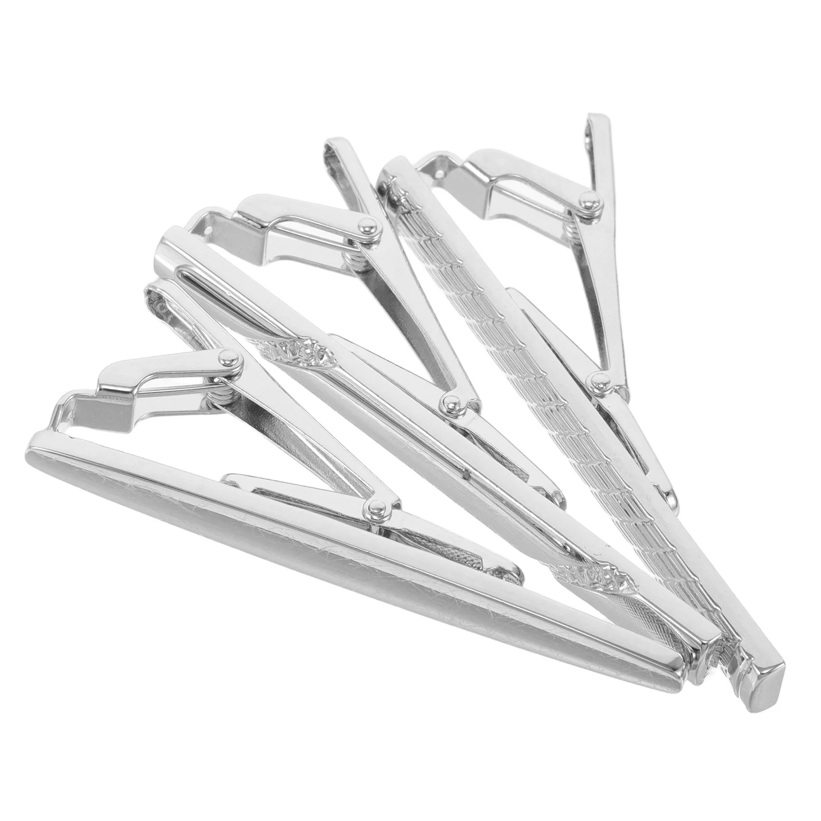 

3pcs Glossy Tie Bars For Men Engraved Polished Silver Tie Clips Carved Floral Design Formal Office Meeting Accessories