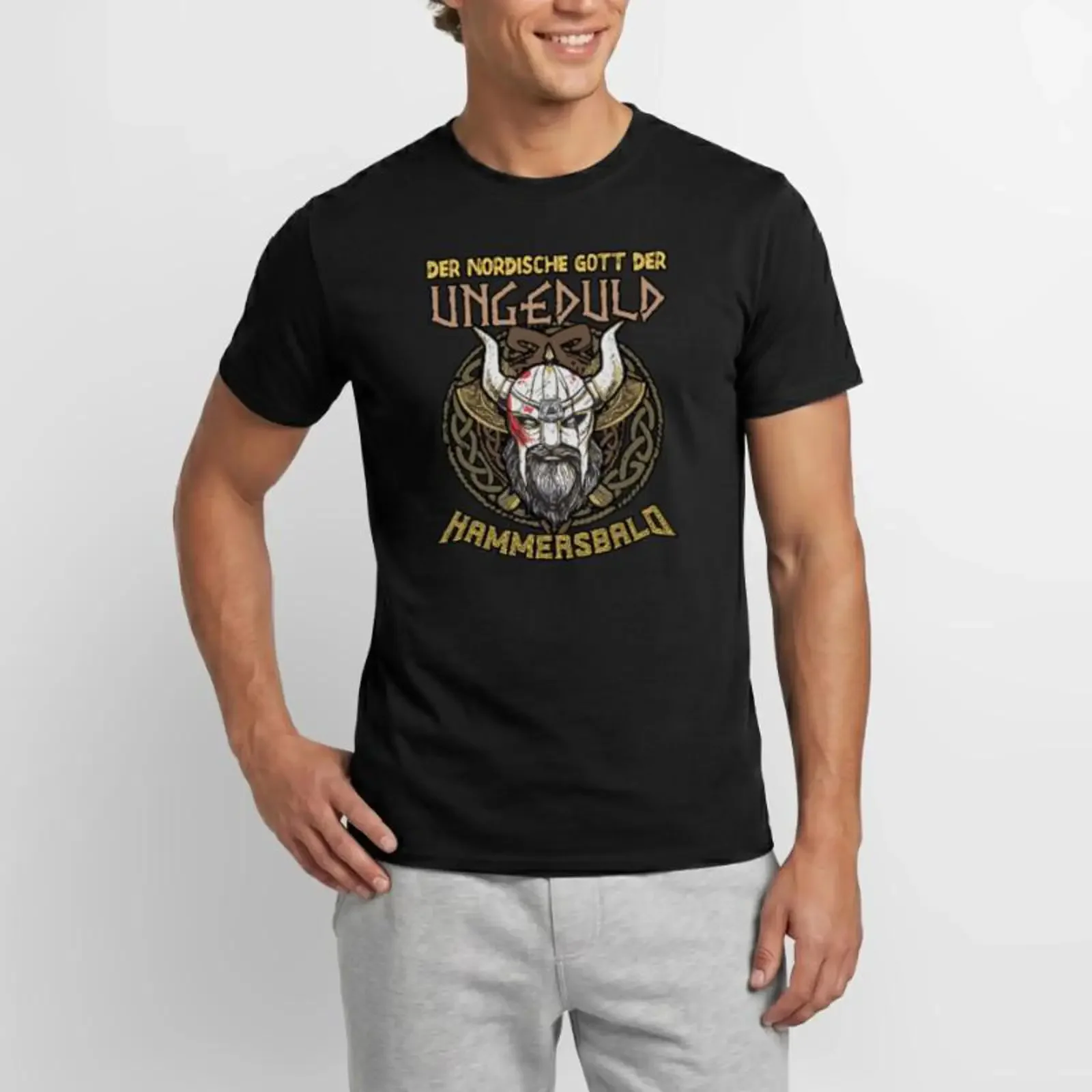 T-shirt pour homme The Norse God of Impatience Hammersbald, style vintage, décontracté, doux, polyvalent, légèrement tendance, avec motif graphique