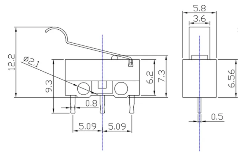 50 Stück Mausschalter, dreibeiniges Scrollrad, links und rechts gebogene Füße, 1A-Mikro-Touch-Schalter – Detail 6