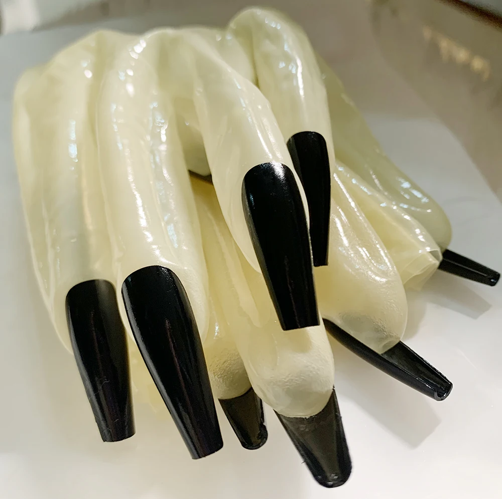 Ultra-Thin Oil Shiny Glossy Latex Glove High Elastic Transparent Latex Gloves Kigurumi Cosplay With Long Nails Manicure Gloves - view 4
