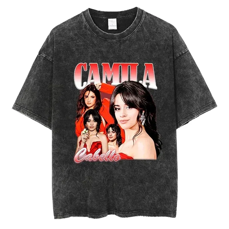 High Street Fashion Camila Cabello Graphic T Shirt Men Women Clothes Quality Cotton Vintage Oversized Black Short Sleeve Tees