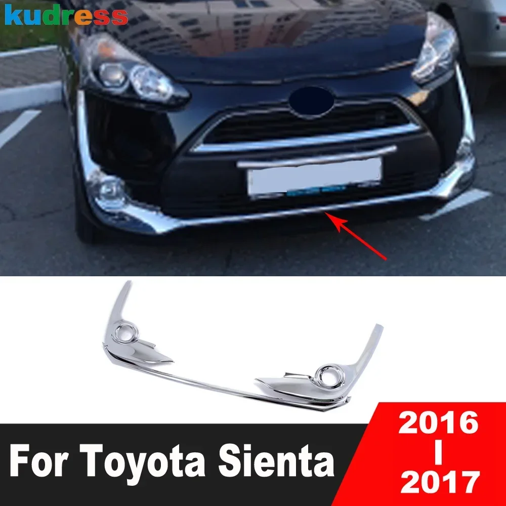 For Toyota Sienta 2016 2017 2nd Ge XP170 Chrome Front Bumper Cover Trim Front Foglight Fog Light Lamp Frame Trim Car Accessories