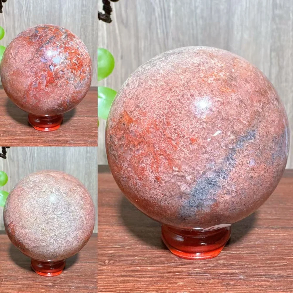 1PC Unique Rare Natural Colourful Moss Agate Sphere Stone Healing Crystal Reiki Energy Home Scene Decoration Crafts Gifts+Stand