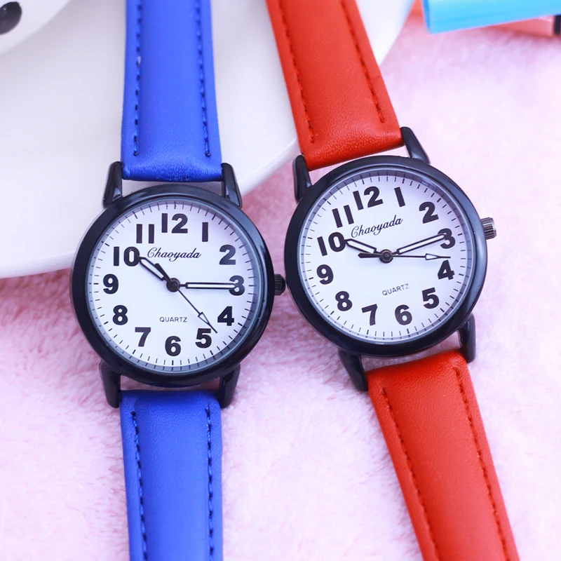 new children boys girls fashion simple digital quartz watches student school supplies Stationery leather birthday gifts watches