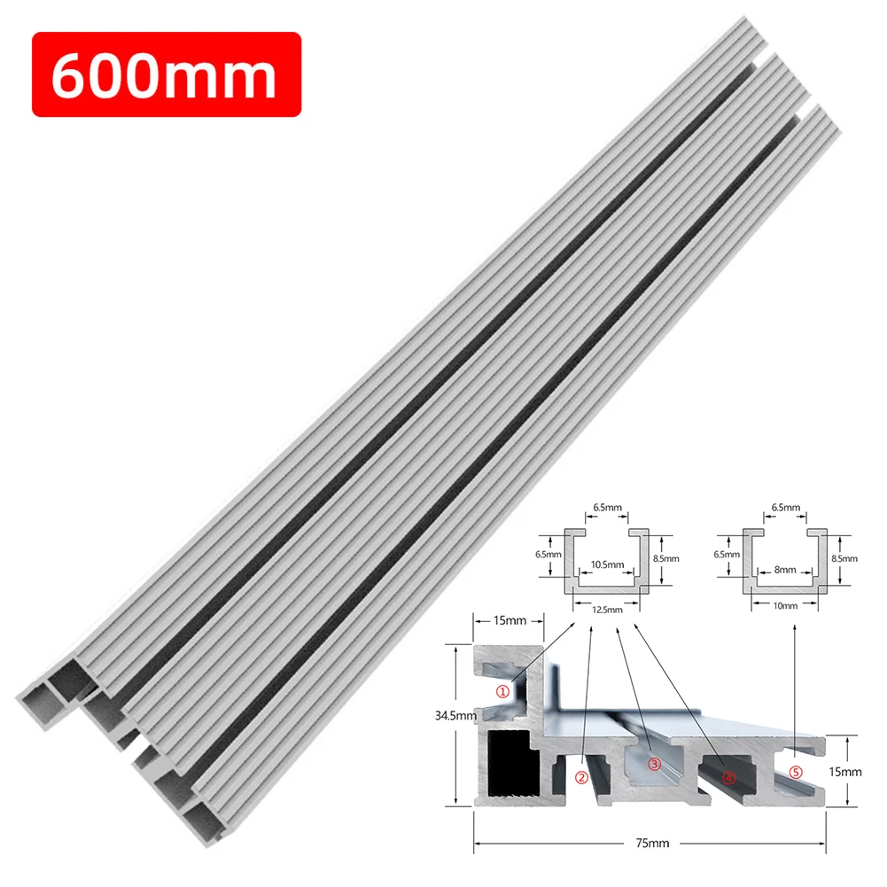 Aluminum 75 Miter Track T Slot T Track Bracket Sliding Bracket 300-600mm Sliding Bracket T Slot Miter Track Tool Accessories