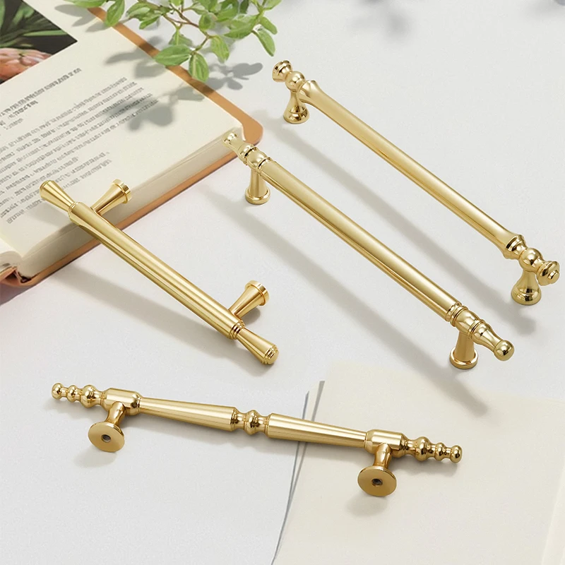 

New French style bright gold cabinet handles, wardrobes, drawers, shoe cabinets with aluminum alloy handles