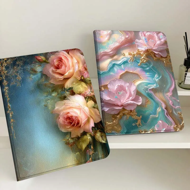 

Pink Roses Blue Curtain Tablet Case For Samsung Tab Galaxy S6 S11 A A7 A8 A9 A11 10.1 10.4 10.5 Plus Lite Gift