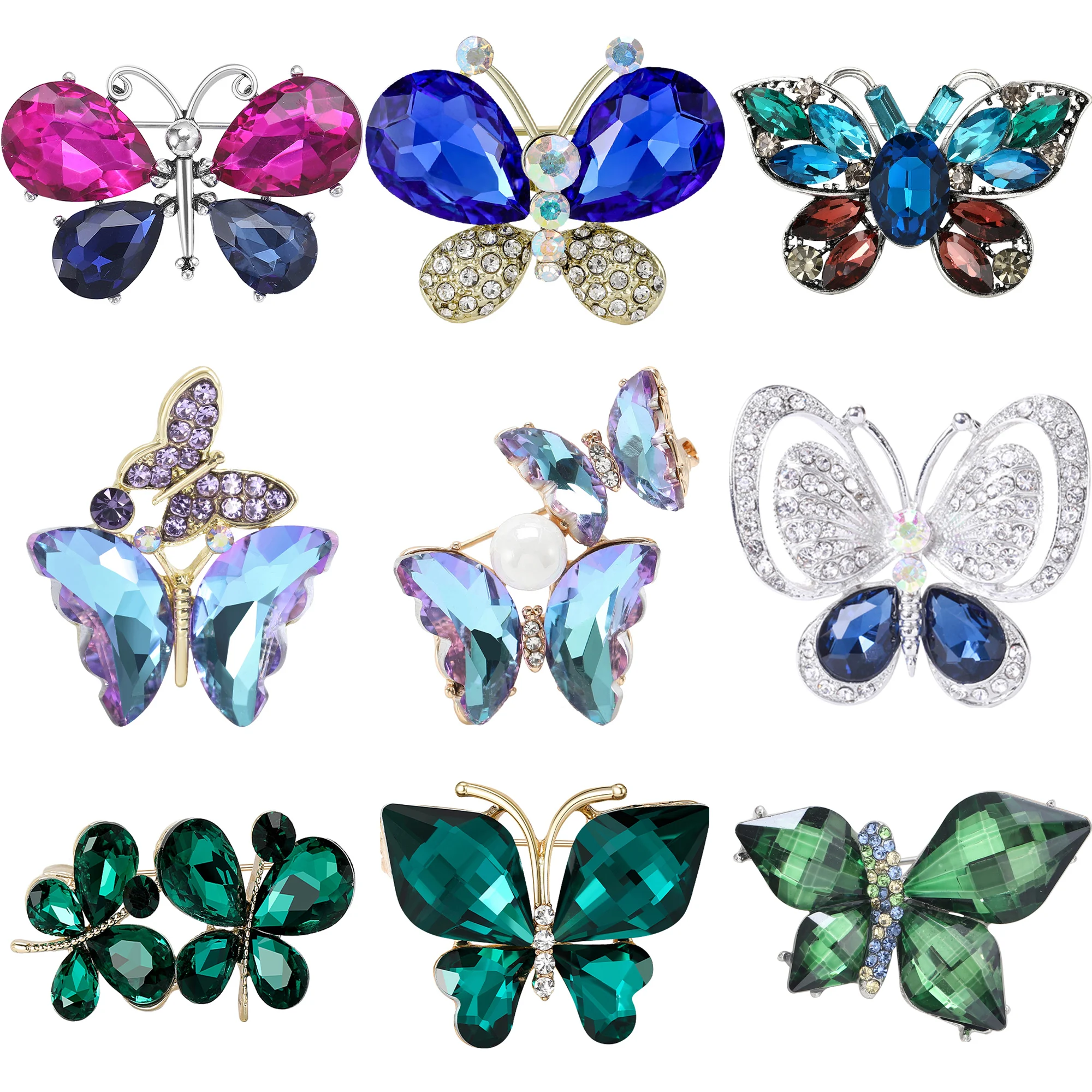 

StarryGem Wholesale Rhinestone Butterfly Brooches for Women Unisex Insect Pins Available Office Party Friend Gifts Accessories