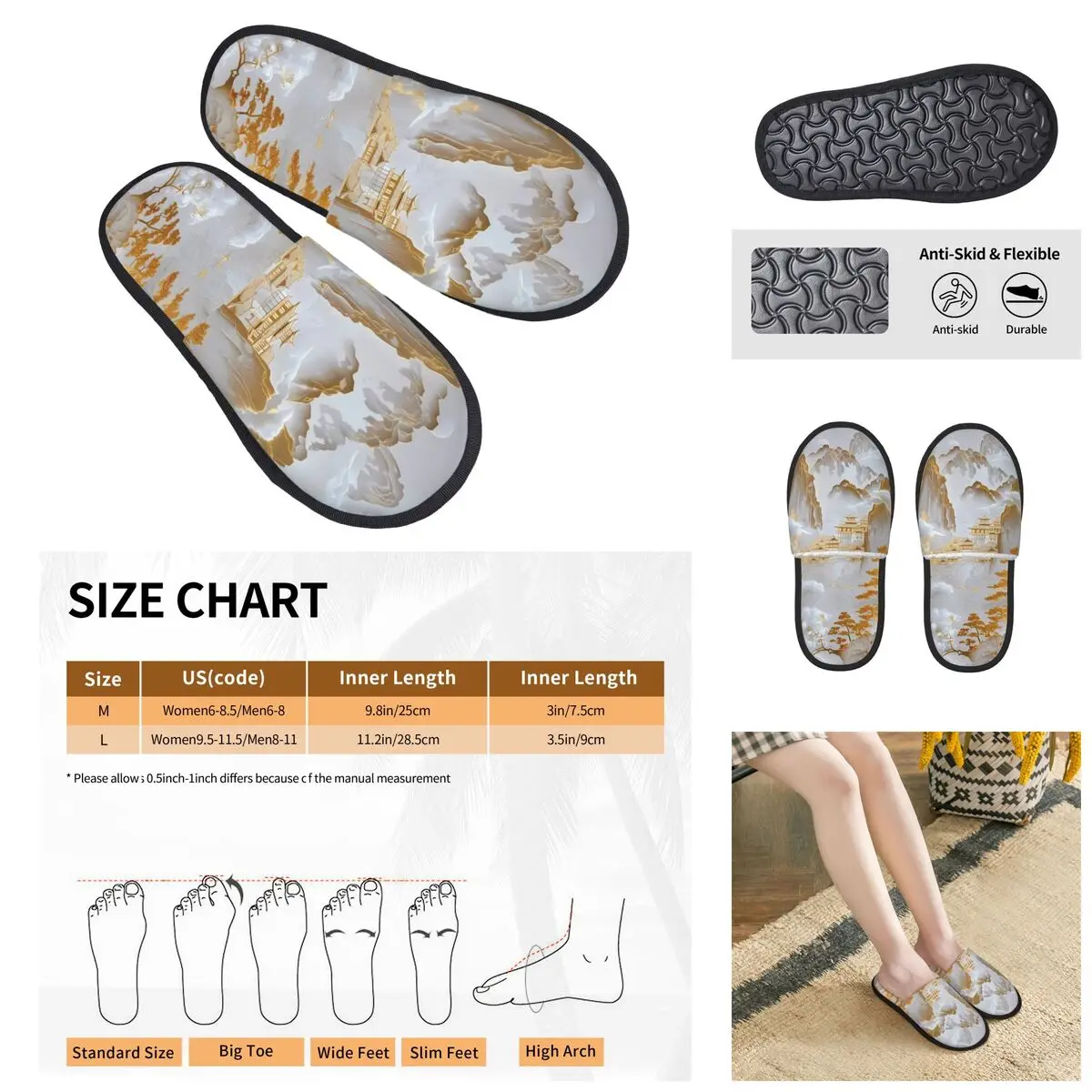 3D printing Men Women Furry Indoor slippers,Chinese style Jade and Stone Diagram Colorful Paintings Cosy special