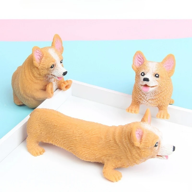 1PC Unzip Corgi Dog Modeling Creative Color Boxed Dog Decompression Pinch Music Toys Cute Desktop Ornament Birthday Gifts