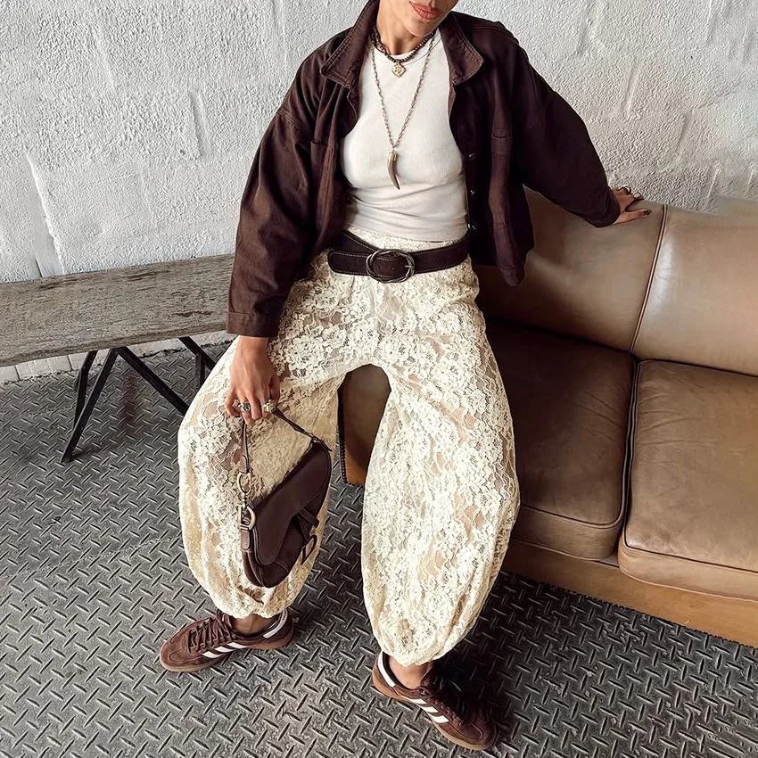 2026 New Sexy Temperament Lace Pants Women's Loose Casual Commuter Pants