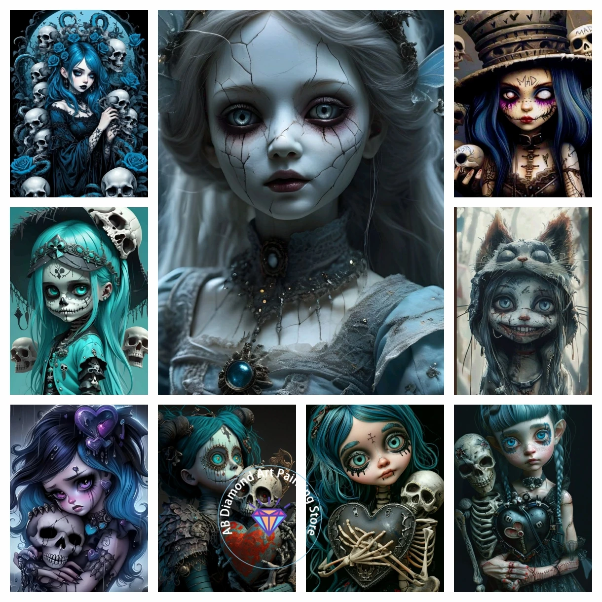 

Dark Gothic Girl Skeleton Horror AB Diamond Painting Kit DIY Diamond Embroidery Cross Stitch Handmade Art Crafts Home DecorDecor