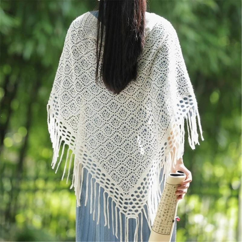 

39BD Fashionable Women Crochet Shawl Knitted Shoulder Wrap For Spring Soft And Breathable Neck Wrap For Various Occasion