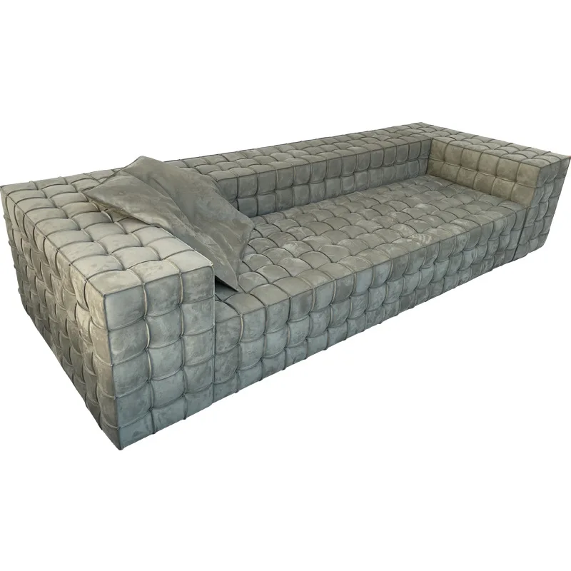 Italian minimalist leather, sofa French cream style designer villa living room four-person matte cloth sofa