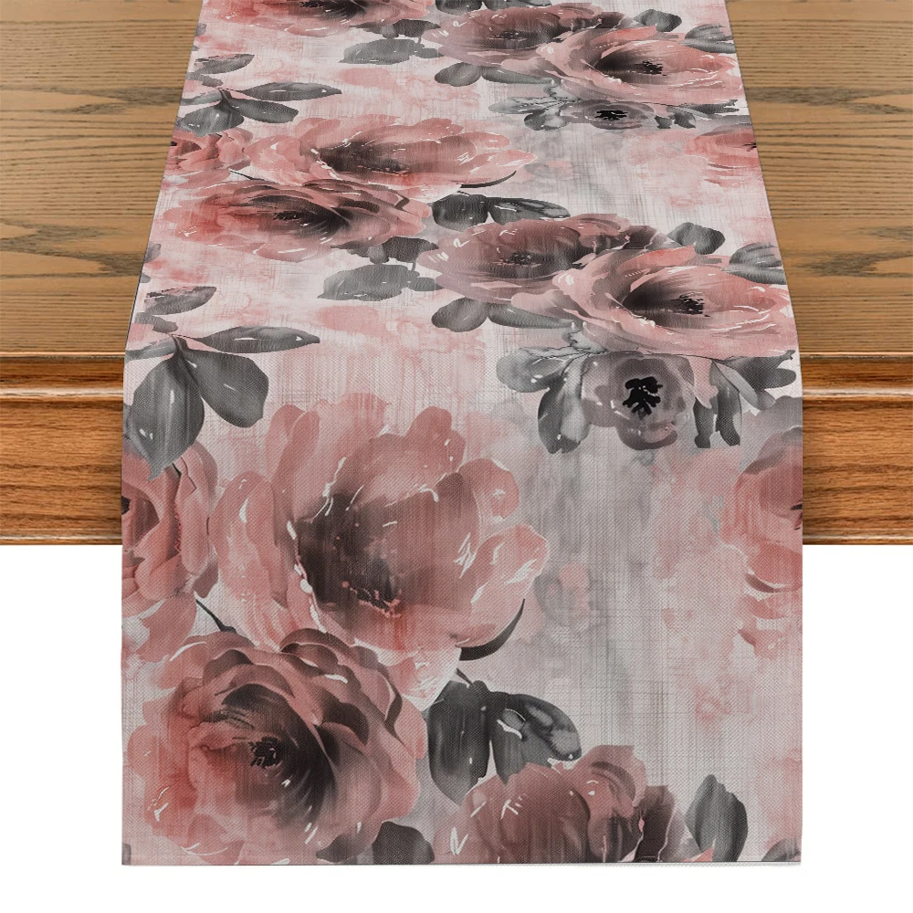 

Flowers Watercolor Cherry Blossom Table Runners Dresser Table Decor Washable Kitchen Dining Coffee Table Runner Party Decor