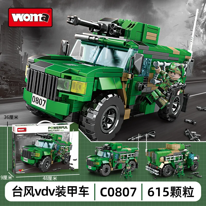 Typhoon VDV Armored Vehicle Model Blocks, Modern Military Car MOC C0807 Building Bricks High Tech DIY Toy Kit Gift for Boys Kids