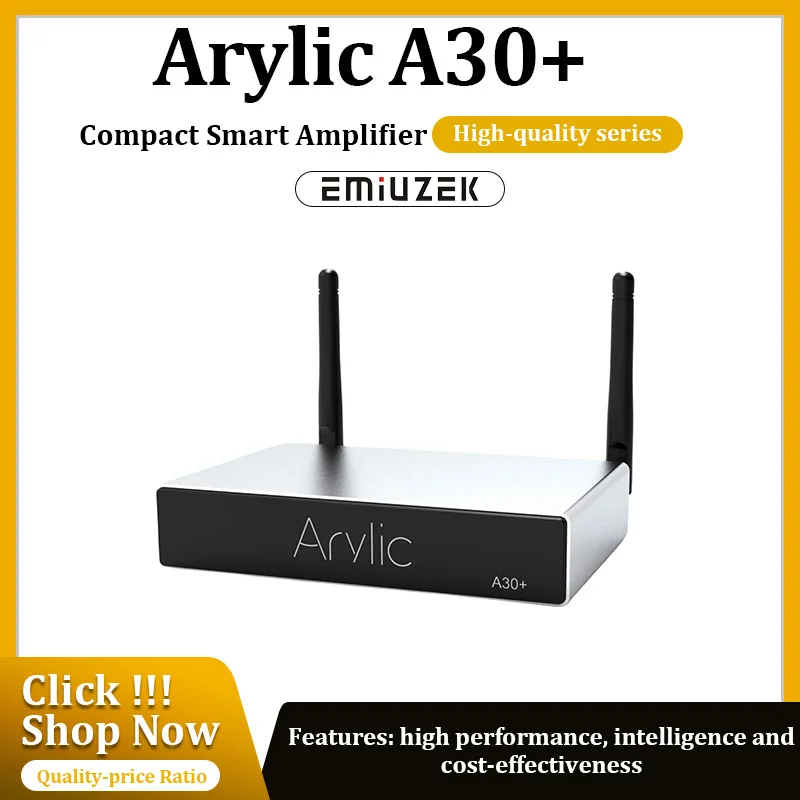 Arylic A30+ WiFi and Bluetooth 5.0 Audio Power Amplifier 30Wx2 HiFi Stereo Wireless Audio Amplifier Bluetooth Audio Receiver