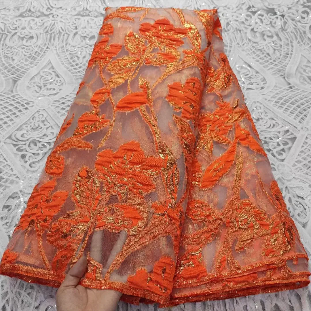 

2023 Latest Brocade Fabrics African Lace Fabric Embroidered French Nigerian Jacquard Lace Fabric for Wedding Party Dress HH4964