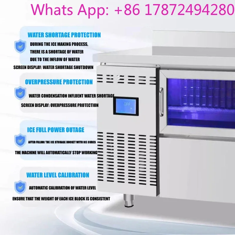 

Commercial Large Capacity Automatic Square Ice Maker, Multifunctional Ice Cube Machine for Milk Tea Shop