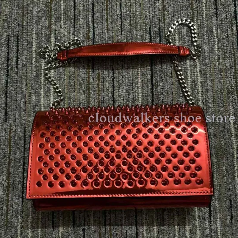 Fashion Matte Leather Rivet Decor Rectangular Women's Chain Bag Laminated Pillow Bag Shoulder Crossbody Bag Lady Daily Dress Bag