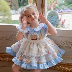 Handmade Matcha Green Bear Lolita Summer New Sling Luolita Joker Princess Skirt Girl Cute Skirt Flower Girl Dresses