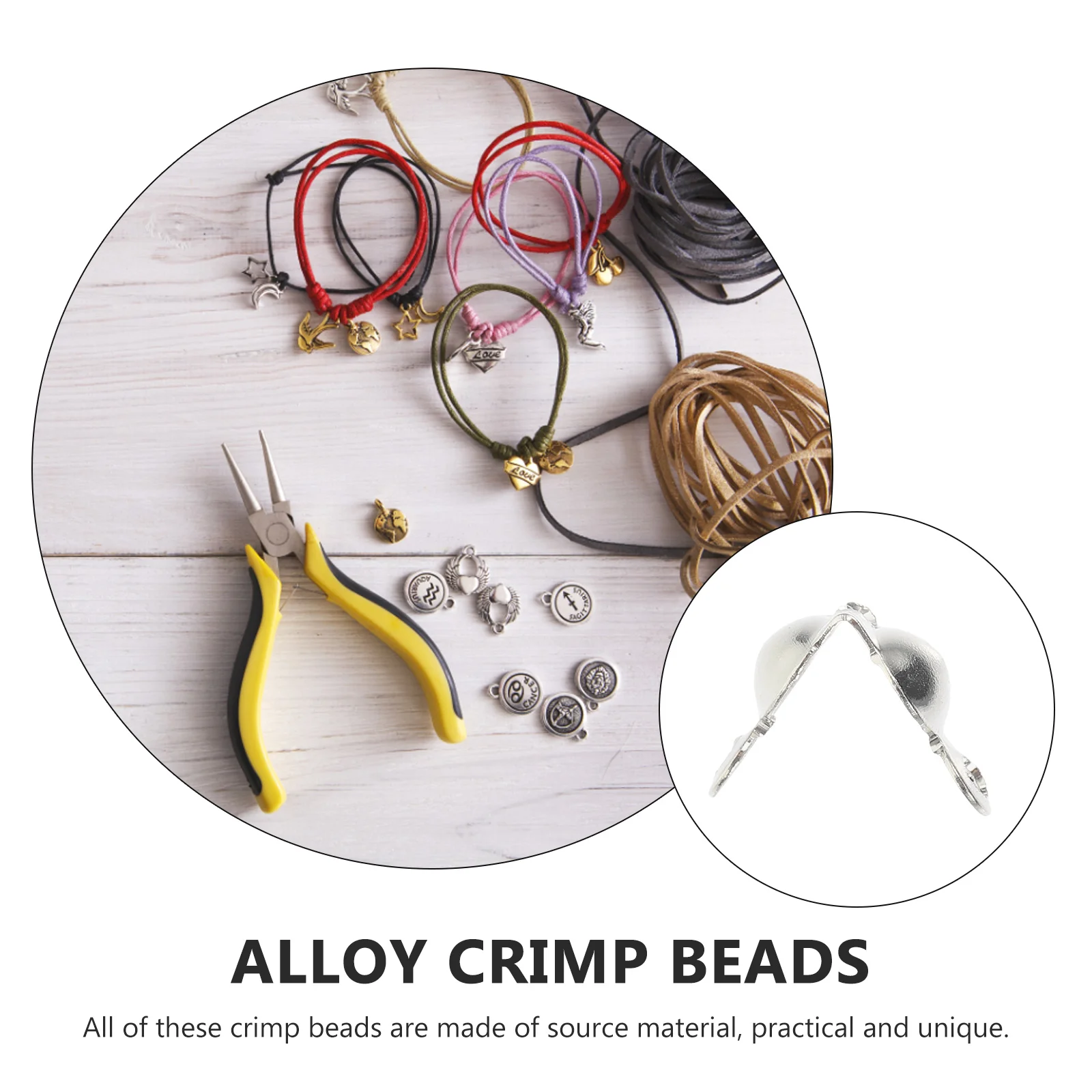 

300pcs Crimps Beads Round Shape Alloy Material Necklace Repair Cord Ends Knot Cover DIY Bracelet Clasps Closures Jewelry Making