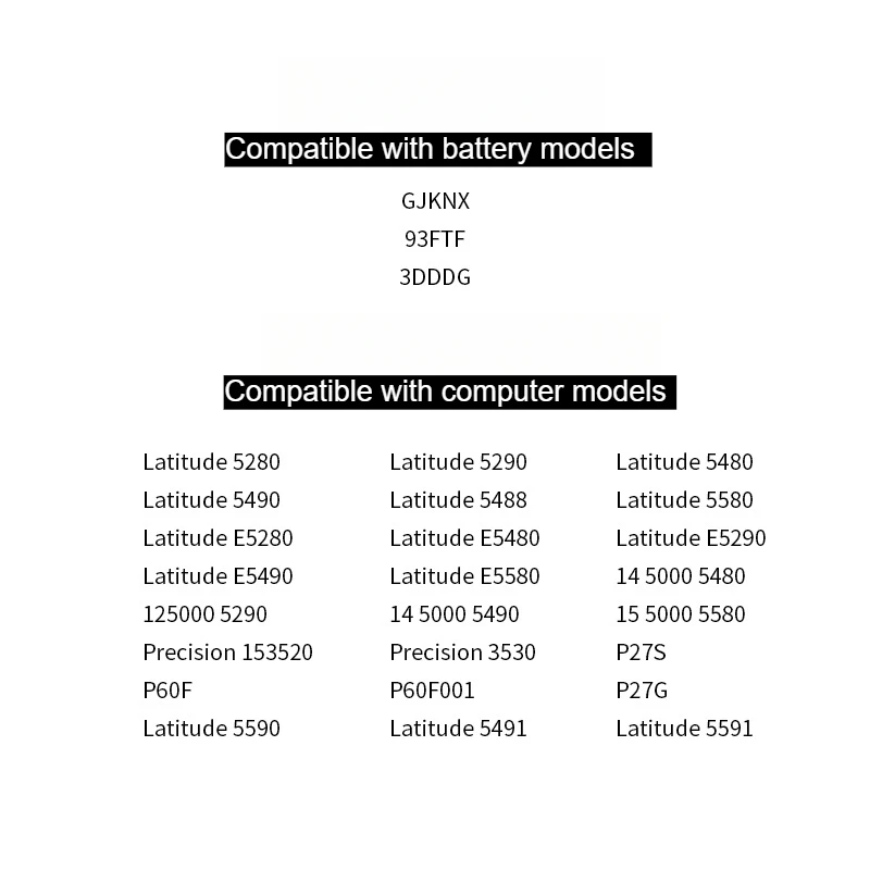 93FTF 11.4V 4300mAh 51Wh Laptop Battery For Dell Latitude 5280 5288 5480 5490 5590 5491 5591 5495 M3520 M3530 E5280 E5480